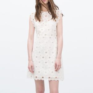 Zara Guipure Lace Dress White Sz M